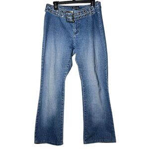 No Boundaries Juniors Low Rise Denim Blue Jeans Size 13 Eyelet Belt Y2K Punk